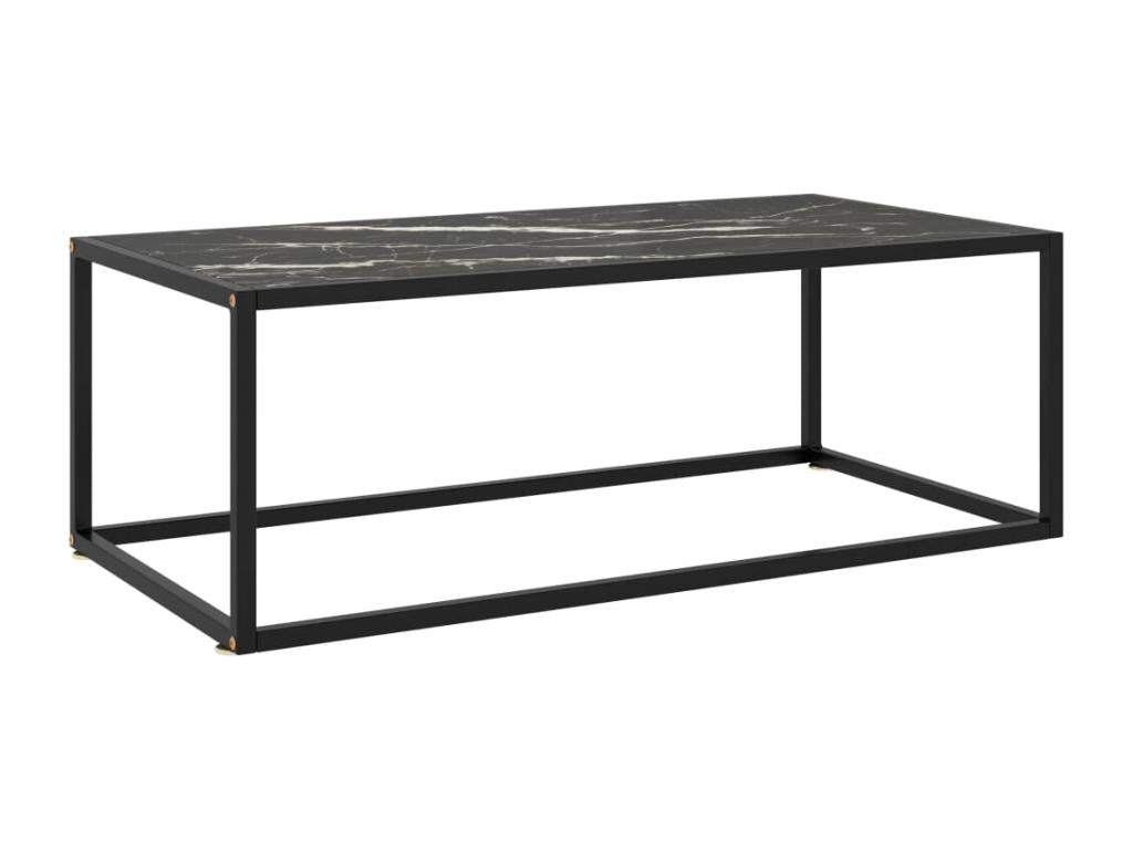 Black coffee table with black marble top, 100x50x35 cm