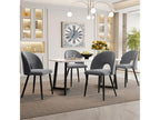 Dining set 117x68 cm, 4 shell chairs - velvet and black metal legs - diamond pattern - grey 37214UMIF