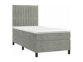 Upholstered bed base and mattress, light grey, 80x200 cm, velvet, 37519TIRM
