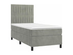 Upholstered bed base and mattress, light grey, 80x200 cm, velvet, 37519TIRM
