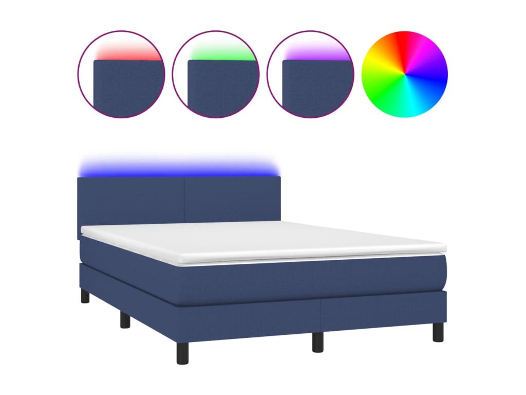 Homelumiere bed base with LED mattress, blue, 140x190 cm, fabric