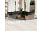 11-piece garden furniture set with grey resin wicker cushions 36308AHLL