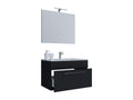 Homelumiere 3-piece bathroom vanity unit with sink, drawer, and mirror in black - 80