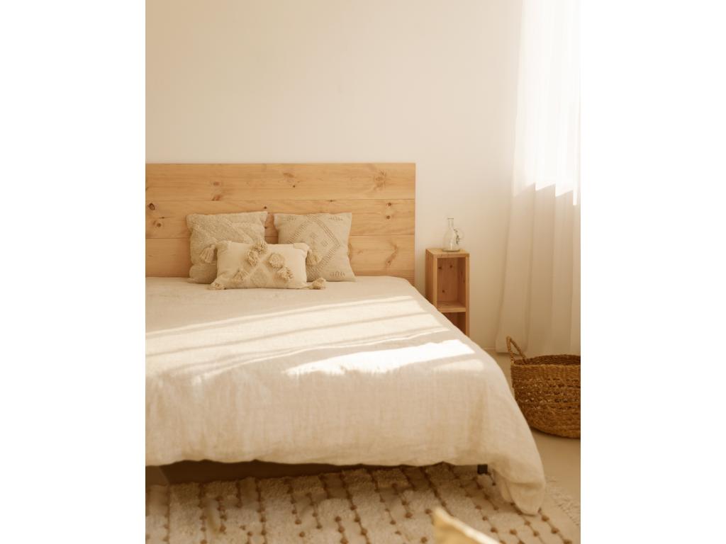 Brown wooden headboard and bedside table set, 180x80cm - Homelumiere