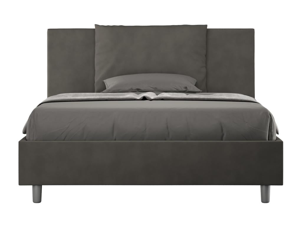 Double bed with upholstered slatted base 140x200 grey microfiber Bohometop 26843WZGH