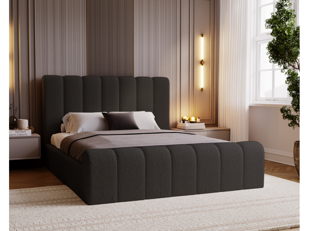 Bohometop Bed 140x200 Bohometop - Upholstered Bed with Storage Slatted Base Bohometop Adult Bed 140x200 Looped - Black Bohometop 19 83648AAQN