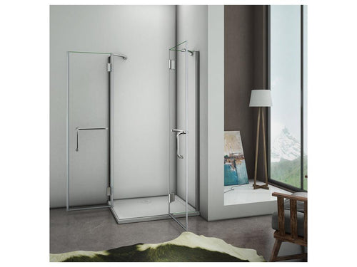 Hinged shower enclosure 120x120x190cm, pivoting shower door with 8mm tempered glass, anti-limescale coating, stainless steel handle
