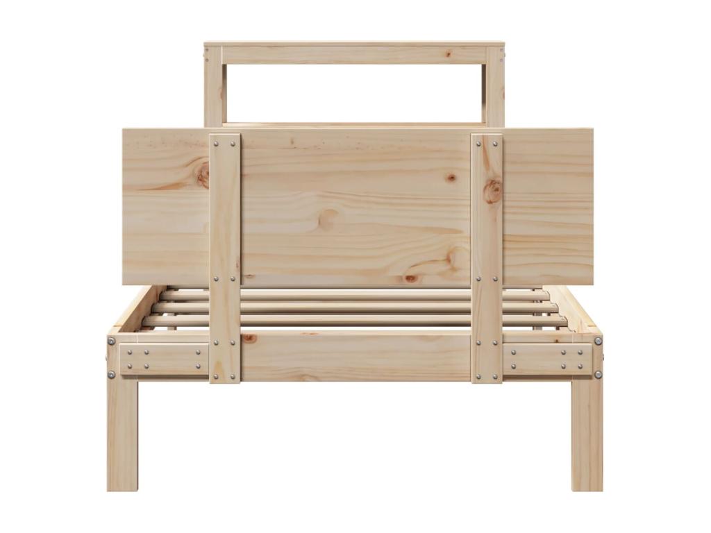 Bed frame with headboard 75x190 cm solid pine wood