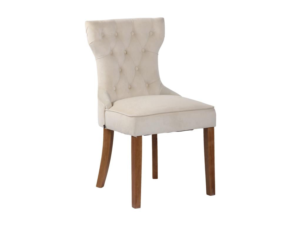 Dining chair - Velvet/Wood - Cream - Bohometop 95855KIDU