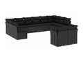 12-piece garden furniture set with cushions, black resin wicker, 86530VYZQ