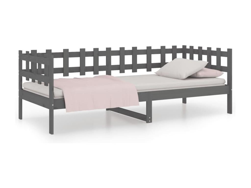 Grey Daybed 80x200 cm Solid Pine Wood