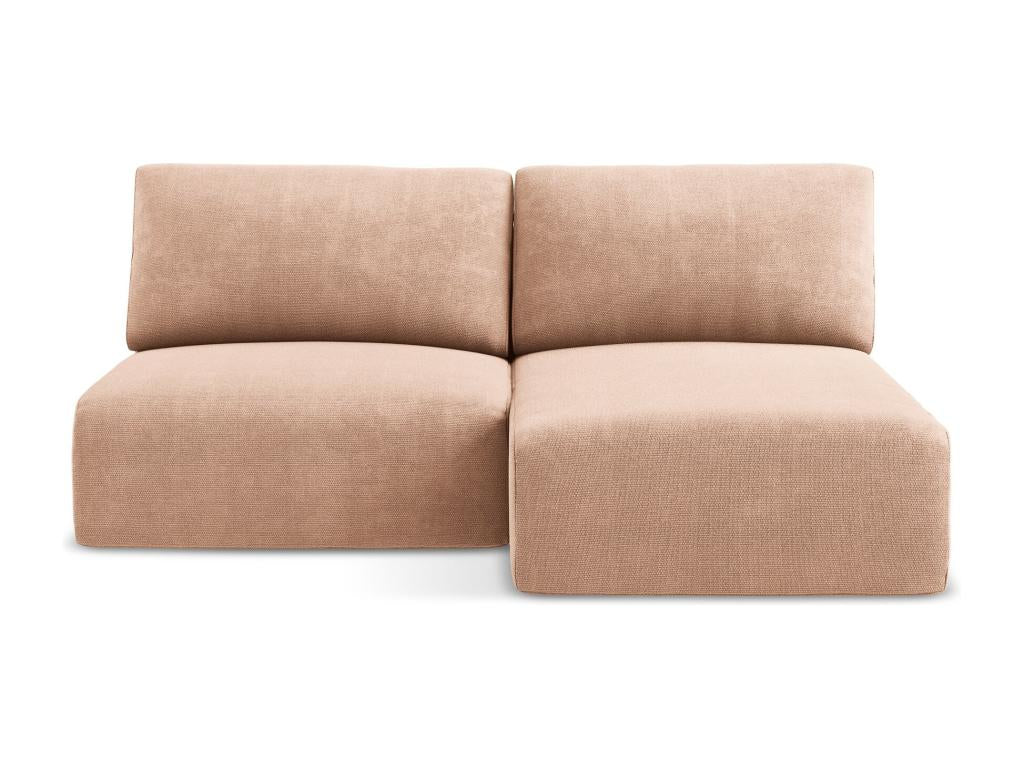 Right-hand corner sofa bed without armrests in Chenille - peach - Homelumiere