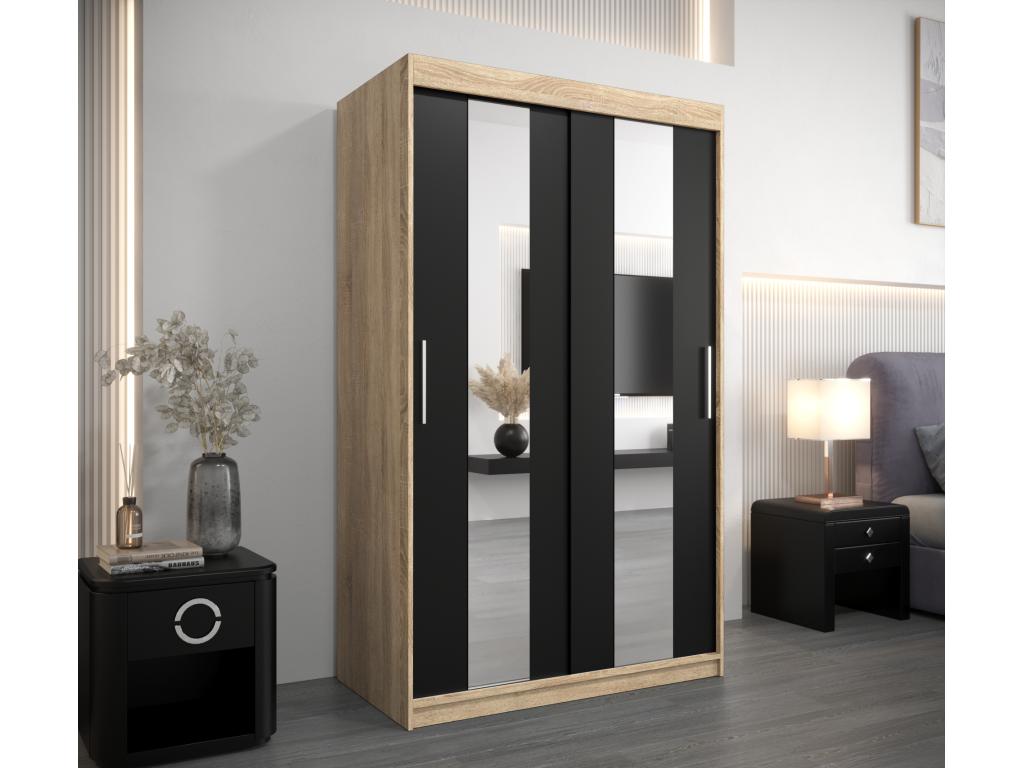 Bohometop Sliding Door Wardrobe 200/120/62 2 Doors Bohometop/Black 62800GDIZ
