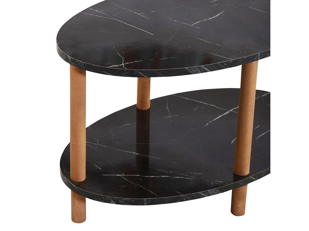 Bohometop oval coffee table 43x70x44 cm black marble Bohometop 09625PJMI