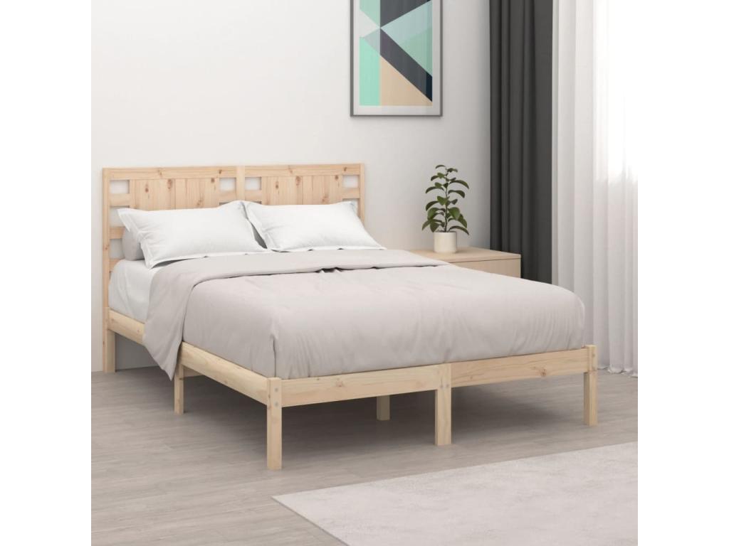 Solid wood bed frame 135x190 cm Double 75853GVSR