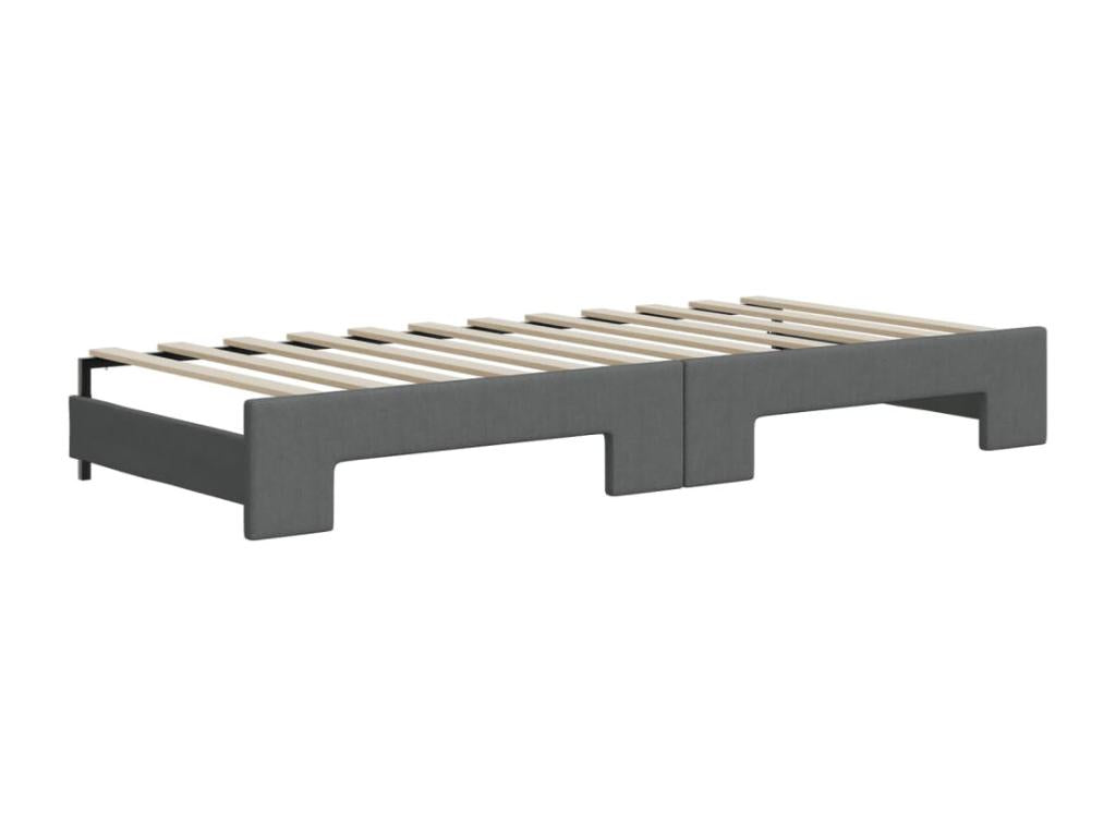 Daybed with pull-out bed and dark grey mattress 100x200 cm fabric 01050NPQQ