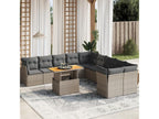 11-piece garden furniture set with grey resin wicker cushions 76738PCMS