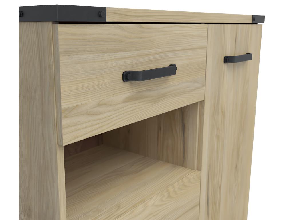 Bohometop 3-Drawer 1-Door Chest of Drawers, Wood and Black, 91913BKPZ