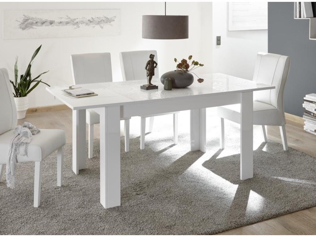 Extendable table for 4 to 6 people, L 137 to 185cm, glossy white lacquer, Zebra 16961KPLE