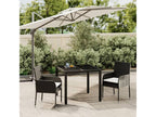 3-Piece Black Garden Dining Set with Cushions