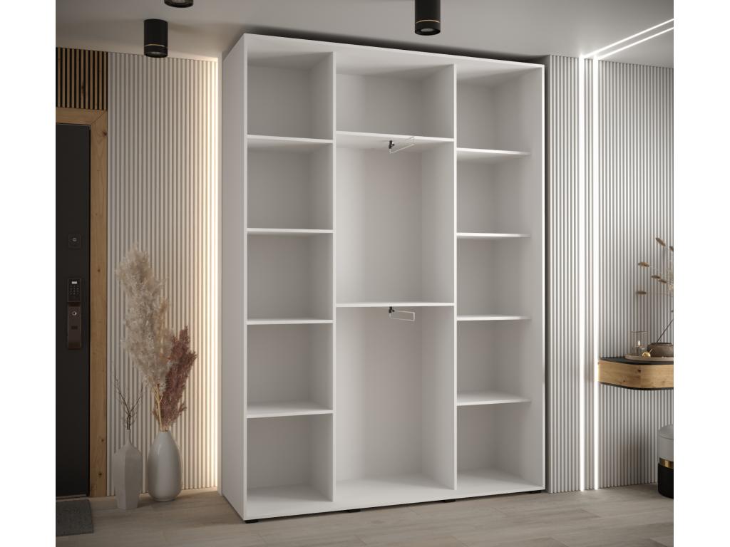 Homelumiere 5 Sliding Door Wardrobe 235.2/160/45 3 Doors White/White/Black