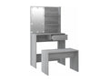 Dressing table set with LED lighting, Homelumiere grey engineered wood