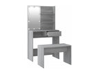 Dressing table set with LED lighting, Homelumiere grey engineered wood