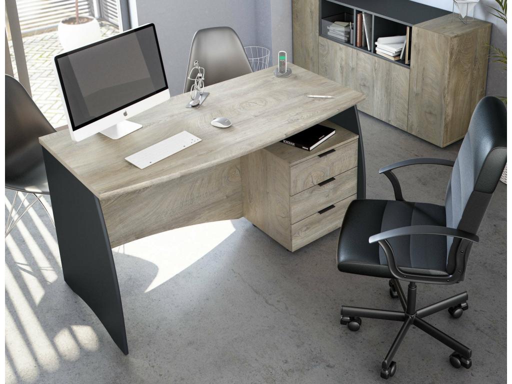Homelumiere Desk, PC Study Table with 3 Drawers, 136x67x74 cm, Oak and Anthracite