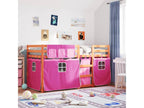 Bunk bed without mattress, pink, 75x190 cm, solid pine wood, 18069HELD