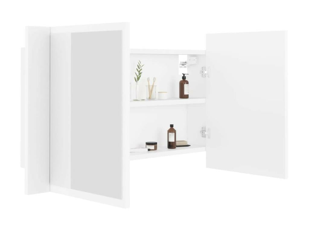 Bathroom cabinet with LED mirror, white, 80x12x45