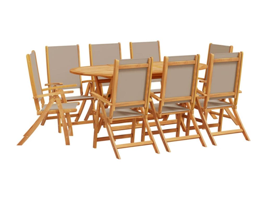 Homelumiere 9-piece garden dining set, solid wood and textilene