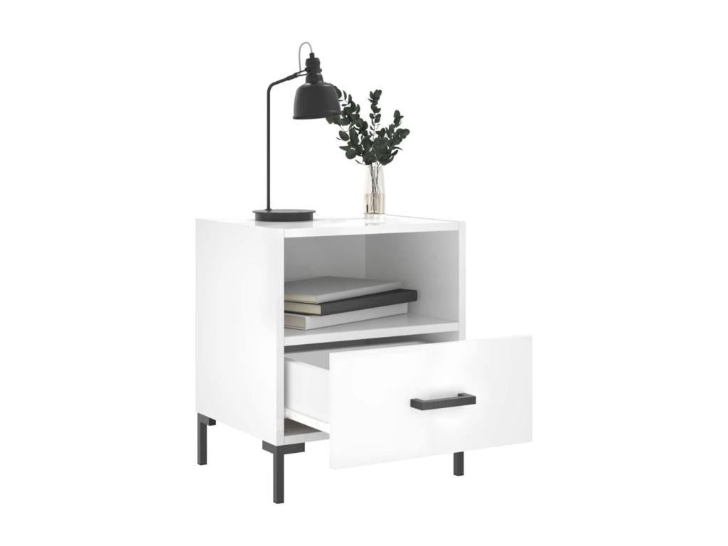 2-piece bedside tables, glossy white, 40x35x47.5 cm, 36719WHXQ
