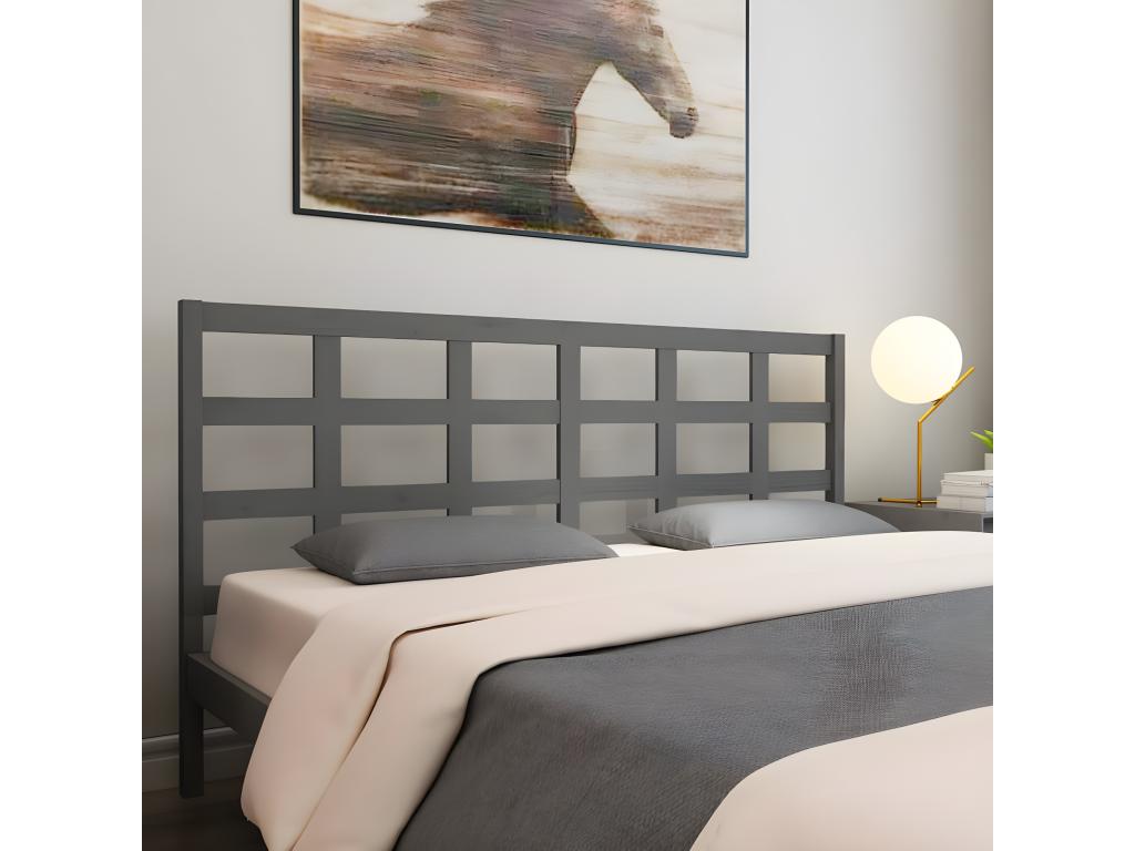 Grey Headboard 205.5x4x100 cm Solid Pine Wood