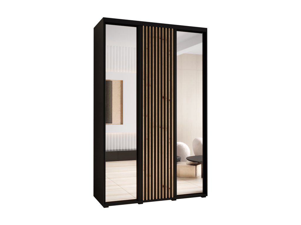Bohometop 2 Sliding Door Wardrobe 235.2/160/60 3 Doors Black/Black 45820IWIX