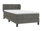 Upholstered bed base and mattress, Dark Grey, 80x200 cm, Velvet
