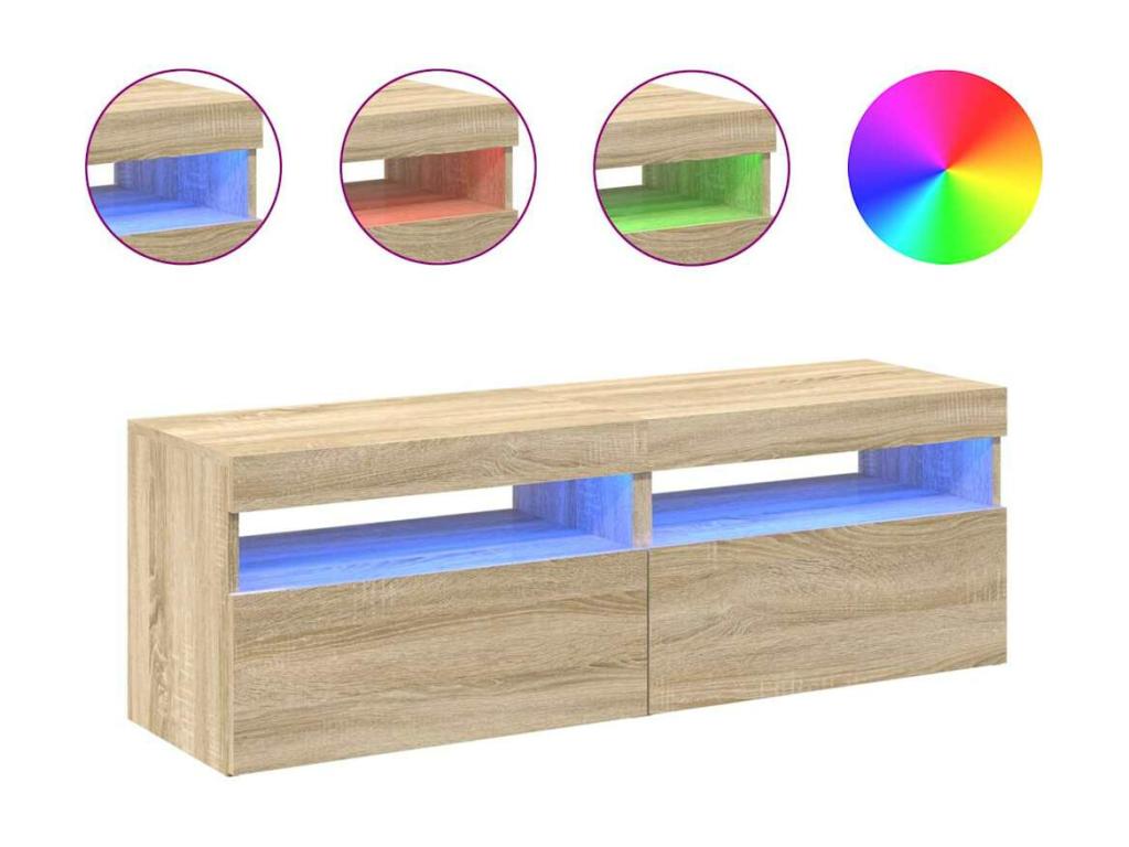 Bohometop TV stand with LED lights, 2 pieces, Oak finish, 60x35x40 cm, 16428MAFC