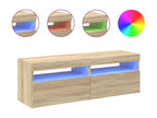 Bohometop TV stand with LED lights, 2 pieces, Oak finish, 60x35x40 cm, 16428MAFC