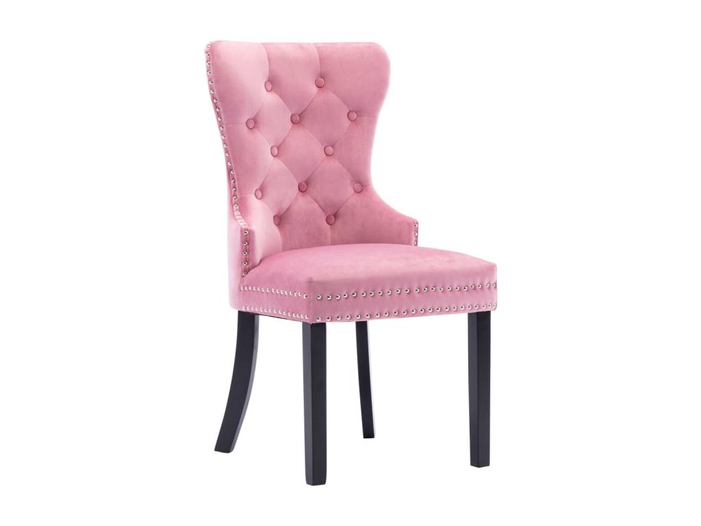Set of 2 pink velvet dining chairs 09544OILT