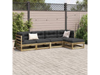 5-piece garden furniture set with cushions, made of impregnated pine wood