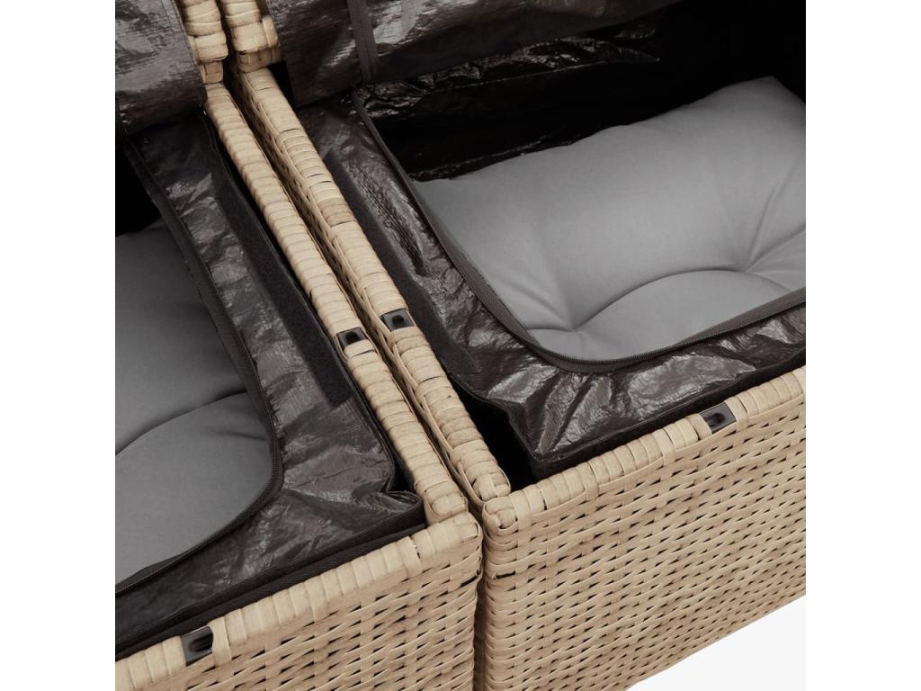 Bohometop 11-piece garden furniture set and cushions, beige woven resin, 22245KTCD