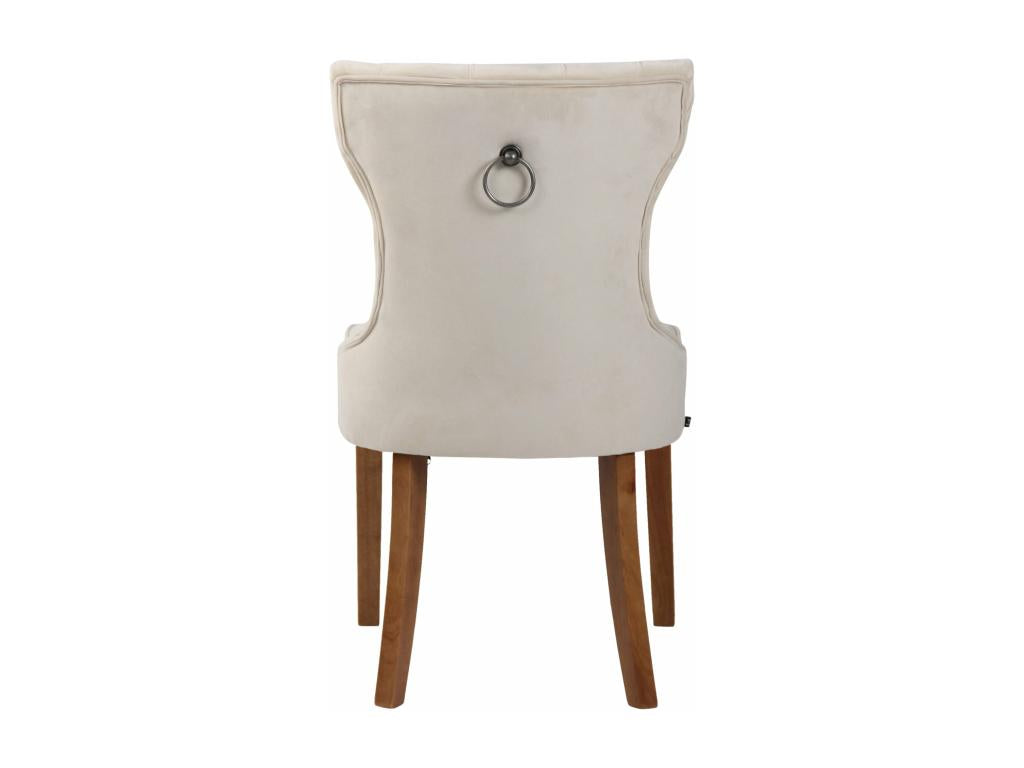 Dining chair x 1, Homelumiere style, cream velvet upholstered back and light wood legs, 10 0003740