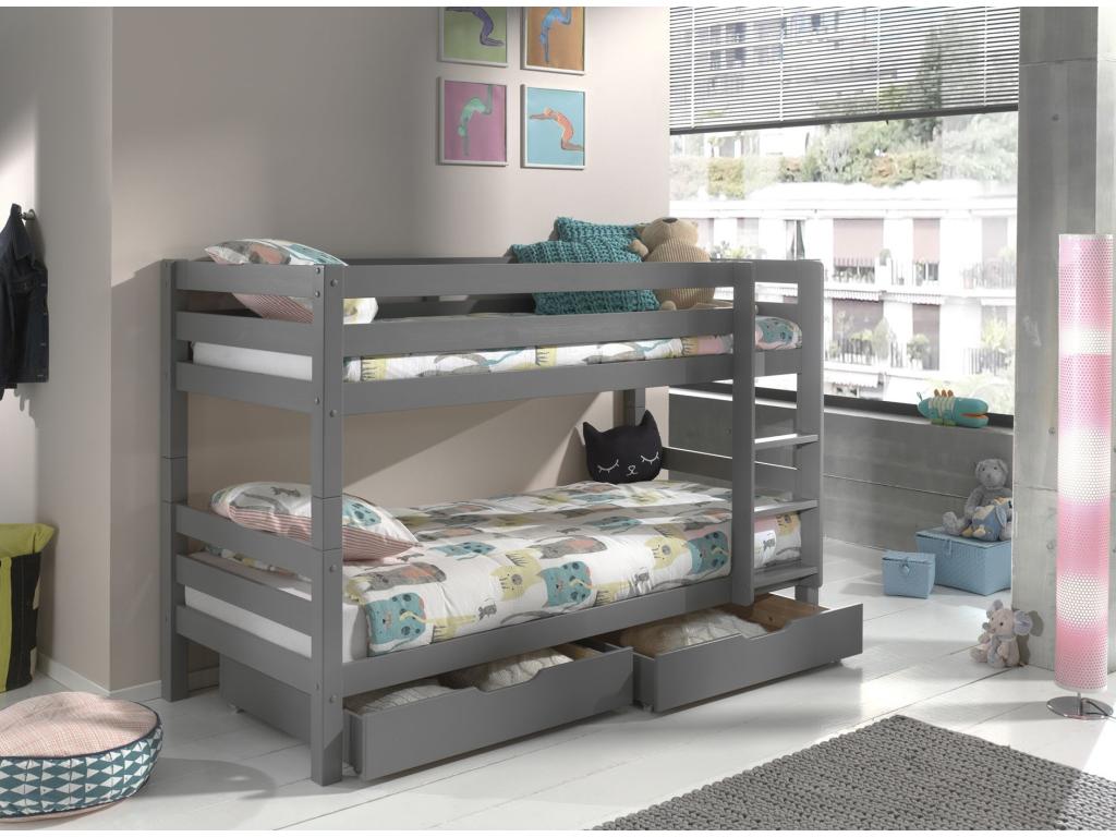 Pack - Children's Bunk Bed / 2 Drawers Homelumiere Grey