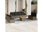 9-piece garden furniture set with grey resin wicker cushions 61620OFOL