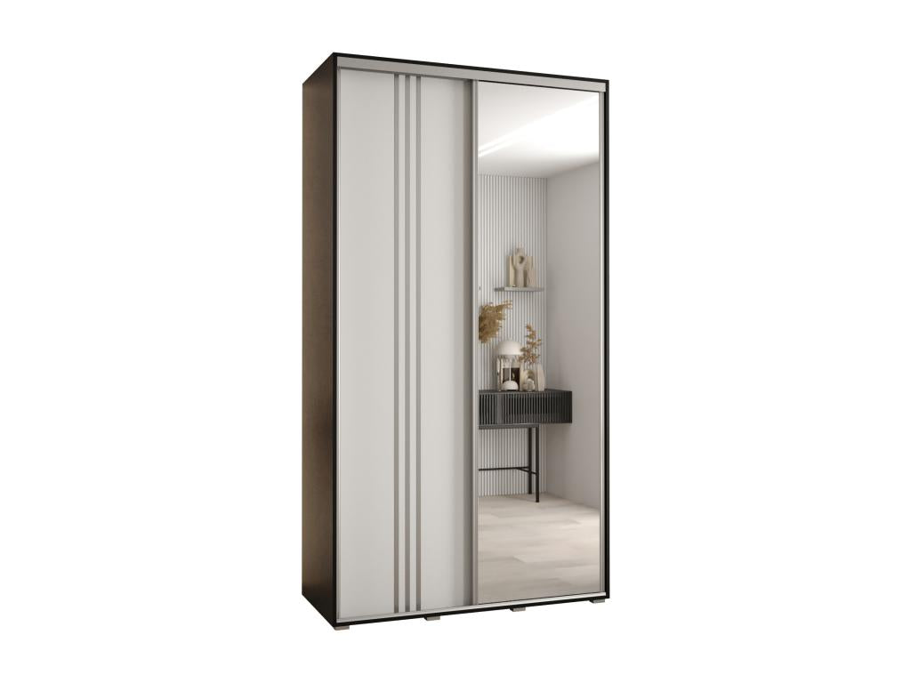 Homelumiere 7 Sliding Door Wardrobe 235.2/140/60 2 Doors Black/White/Silver