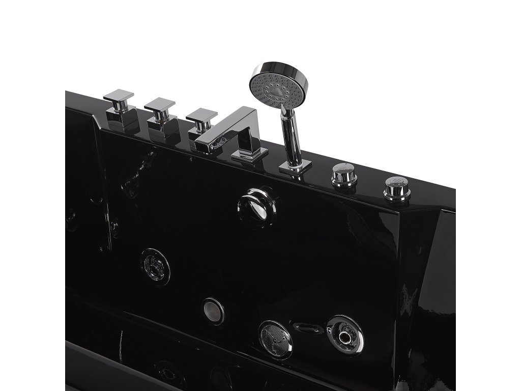 Bohometop 170cm x 80cm Corner Whirlpool Bathtub with LED Lights, Black, 46987SMKS