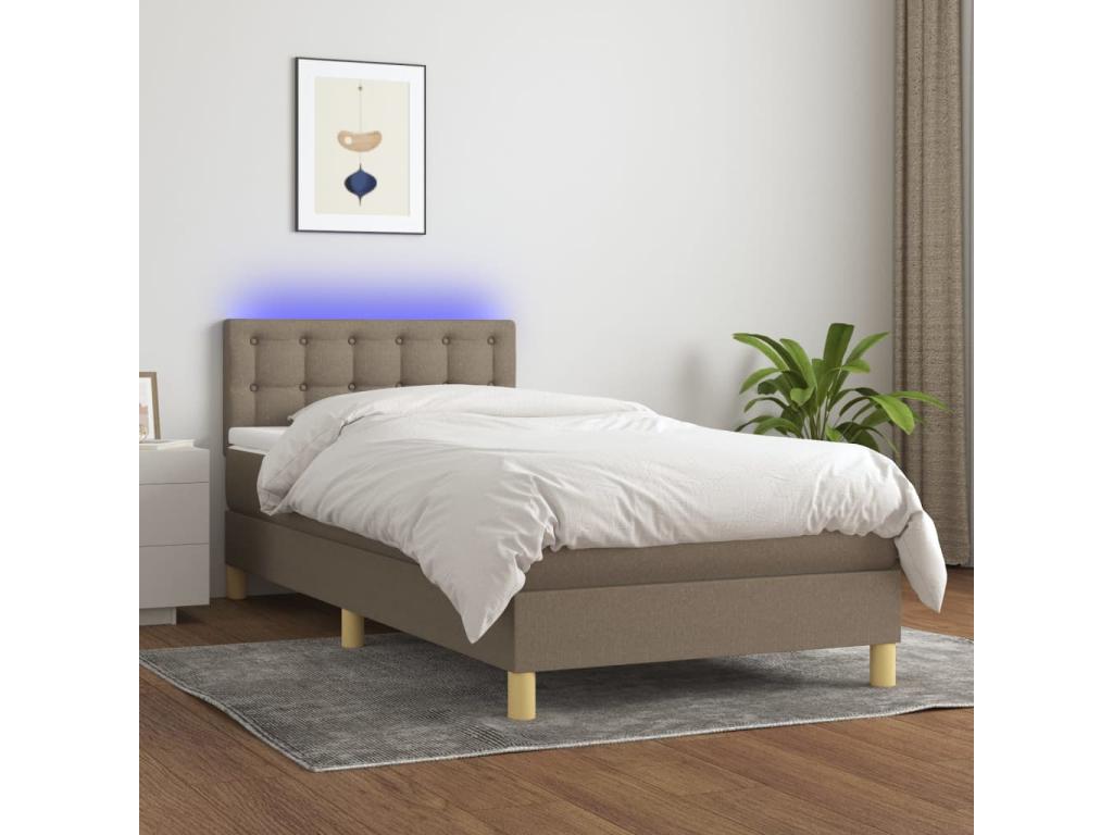 Bohometop 90x190 cm upholstered bed base with mattress and LED lighting, fabric 62037NEMH
