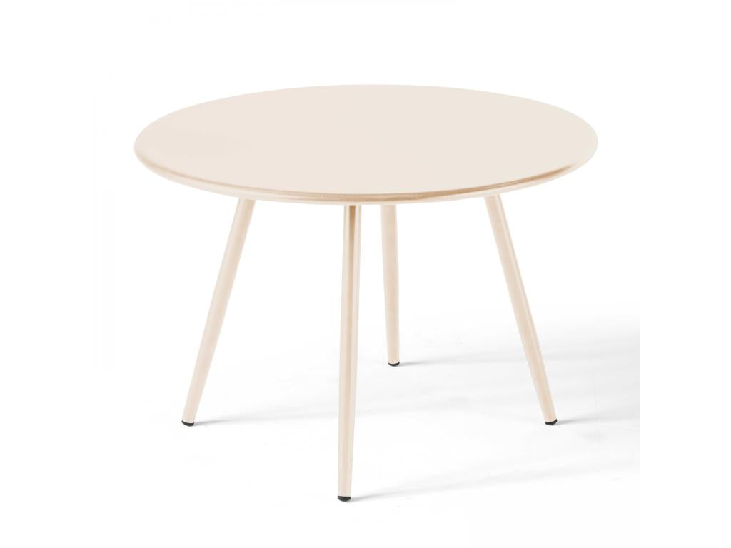 Round ivory metal garden coffee table, 40 cm - Homelumiere
