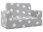 Children's 2-Seater Sofa, Light Grey with Stars, Soft Plush 02869SXMY