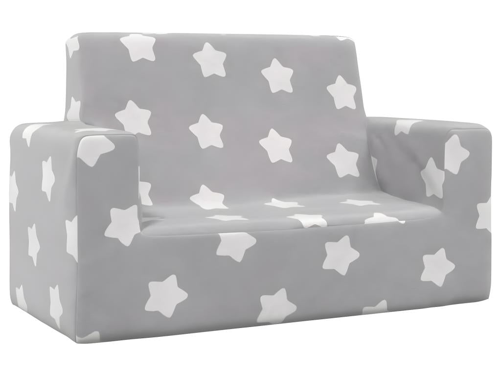 Children's 2-Seater Sofa, Light Grey with Stars, Soft Plush 02869SXMY