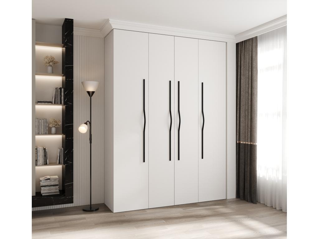 Bohometop 2 Hinged Door Wardrobe 245.5/180/50 4 Doors White/Black 25450CKZE